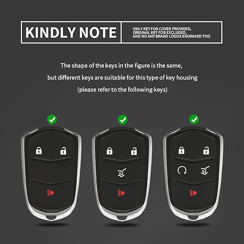 Miniatura 2 de RYE Para Cadillac Key Fob Cover, Cadillac Accesorios TPU+Aleación De Zinc Llavero Para Cadillac Escalade ATS CTS STS SRX XT5 CT6 Llave Inteligente -