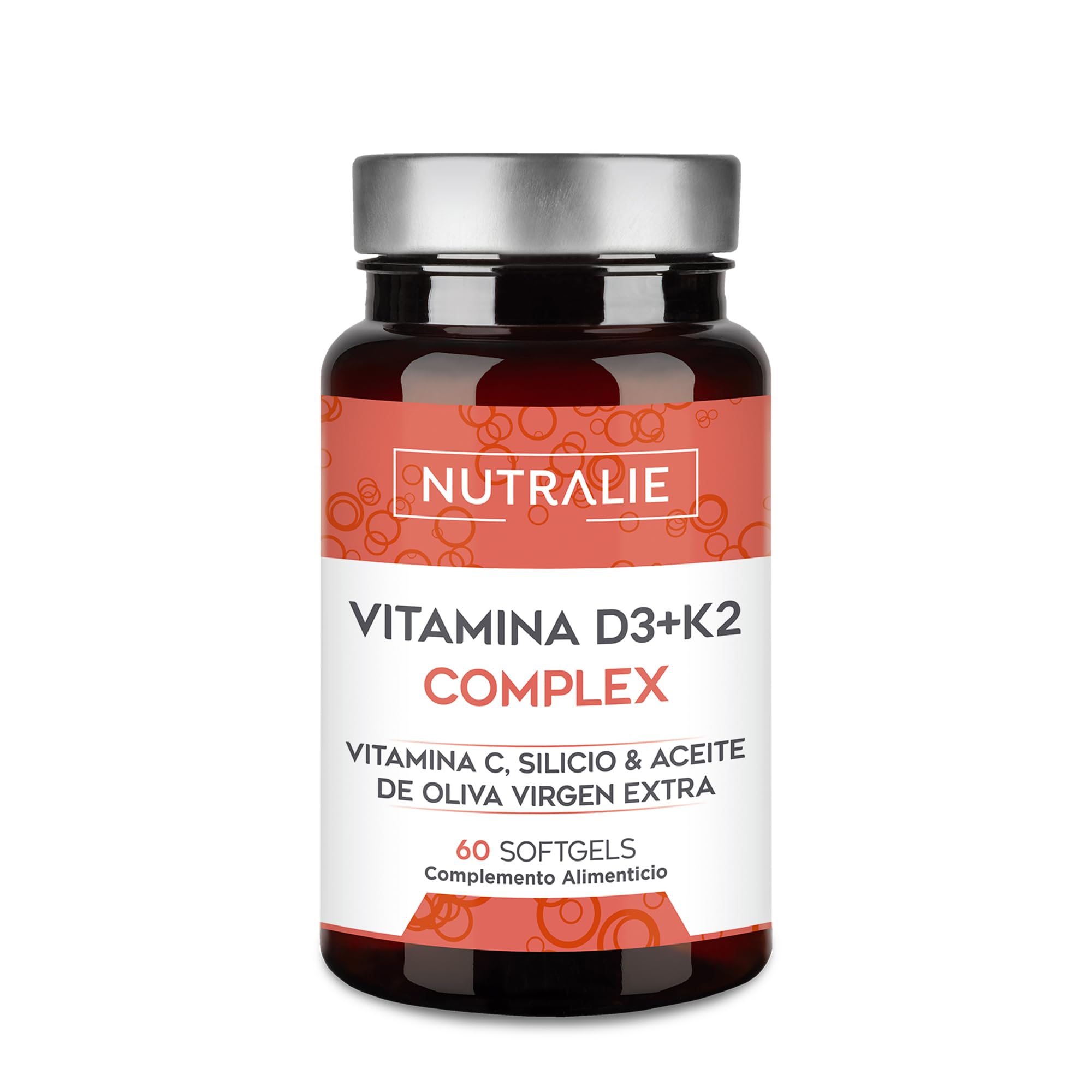 Vitamina D3 y K2 10000 UI - Vitamina D Alta Dosis | Sistema Inmunitario Huesos Músculos | D3 K2 MK7 Natural con Vitamina C y Aceite de Oliva Virgen Extra | 60 Softgel Nutralie