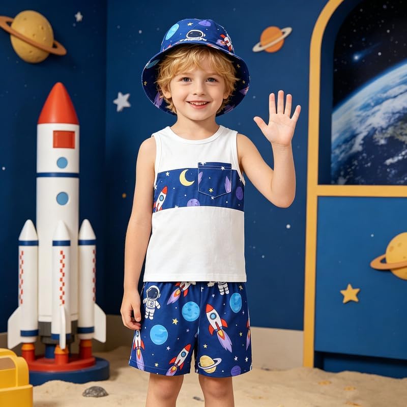Toddler Boy Clothes Boys Summer Outfits Clothing Sets 3-8T Trendy Printed Shirts Matching Shorts Casual Playwear
