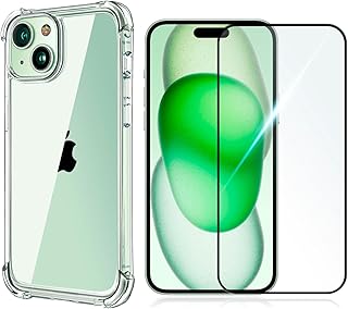 Kit Capa Capinha Para iPhone 15 Plus Tela de 6.7 Case Air Anti Impacto Transparente + Película De Vidro Temperado 3d Full Cover (Transparente + Vidro 3d)