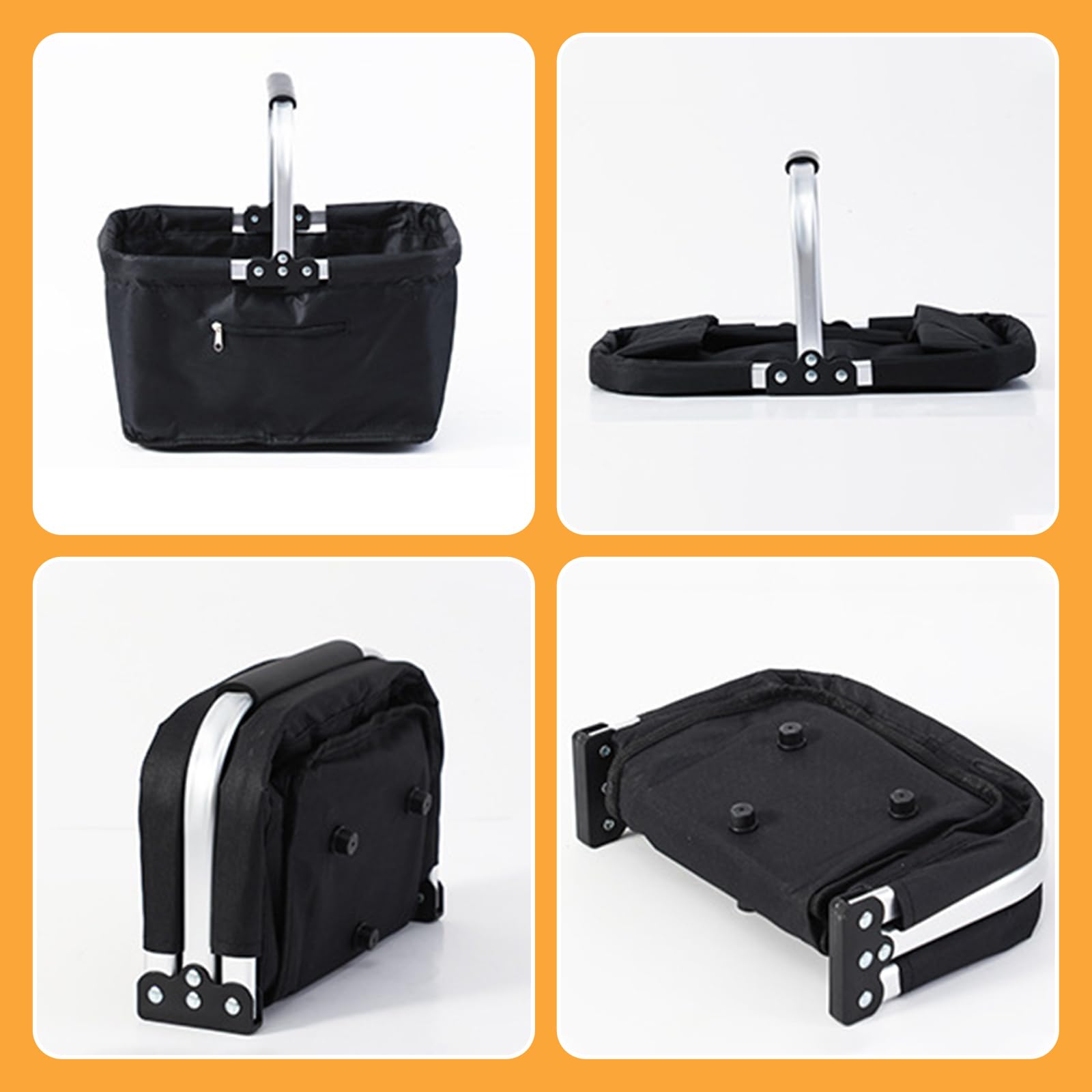 Einkaufskorb, 26L Cesta de Compras Plegable, Resistente y Gran Capacidad, Ideal para Familia, Compras, Viajes y Camping (Negro)