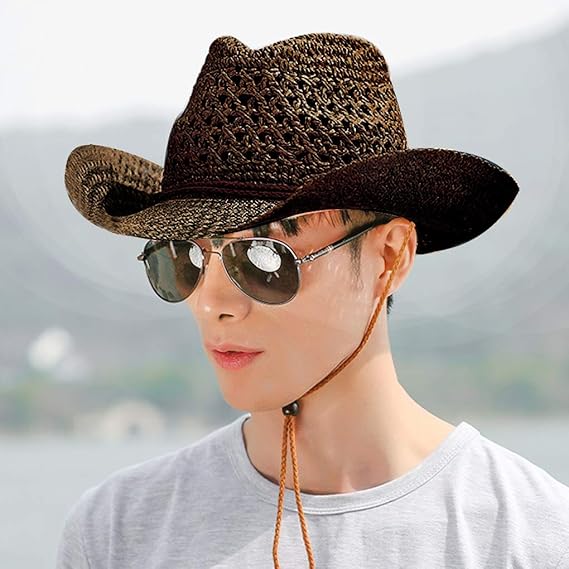 Amazon 中折れハット メンズ 麦わら帽子 ハット レディース 帽子 Uvカット 夏帽子 つば広 ひよけ帽子 メッシュ 通気 日除け 折りたたみ カウボーイ風 おしゃれ あご紐 ビーチ 旅行 散歩 アウトドア 春夏 ブラウン ハット 通販