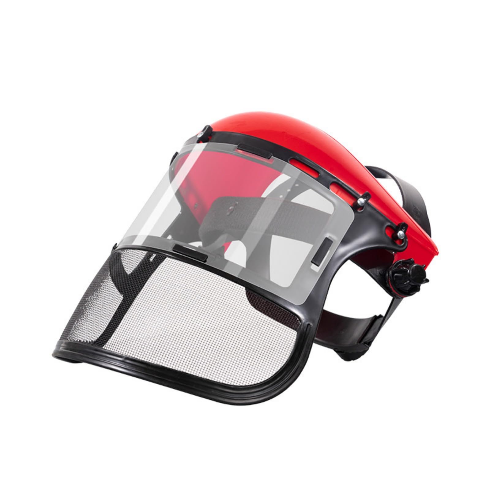 Mesh Safety Full Face Visor – Durable ABS & Iron Art Construction For Grinding, Logging, Brushcutter & Forestry (28x30cm, Red)