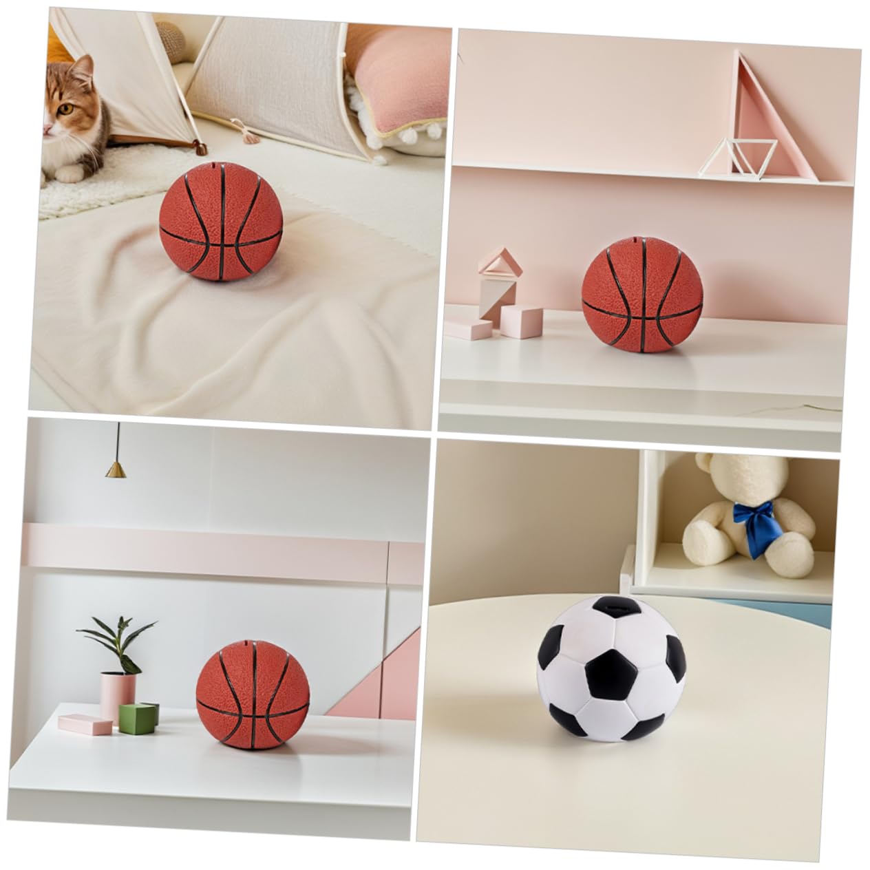 Vinile Salvadanaio 2 Pezzi a Forma di Pallone da Calcio