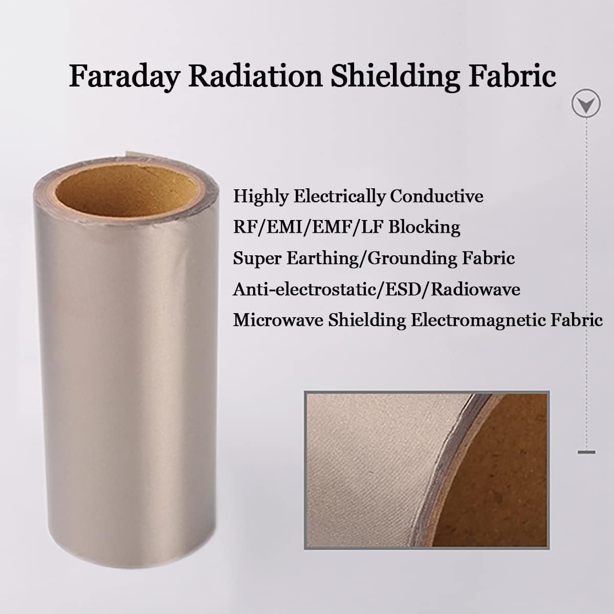 NAKAN Block EMF Signal Shielding Material Electromagnetic Protection Anti Radiation/Conductive RFID Radio Frequency Shielding Fabric - Shielding 5G WiFi,Smart Meter,Mobile Phone 1x1.1M(Size:1.1X5m)