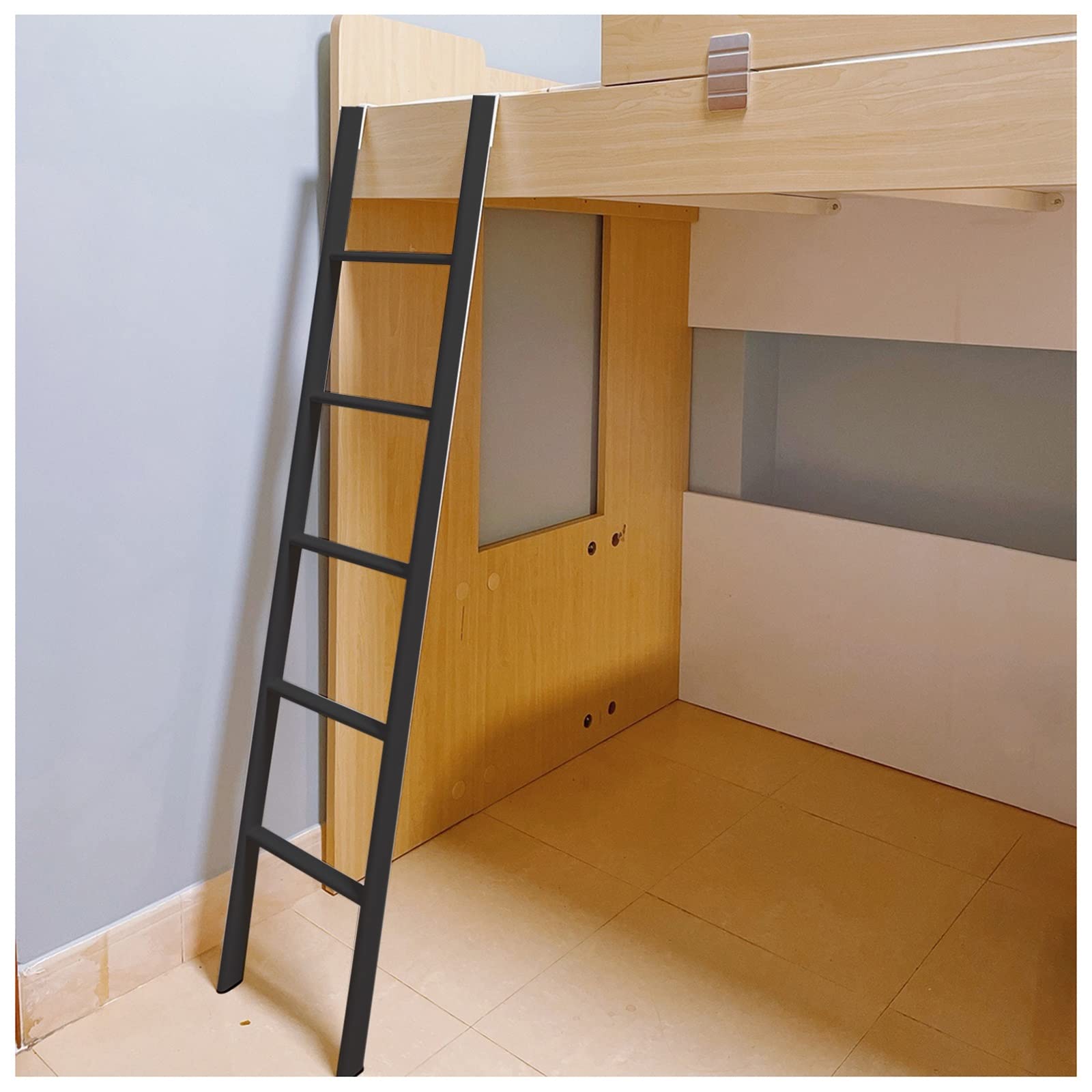 Escalera de acceso para cama alta doble y litera de autocaravana en color negro