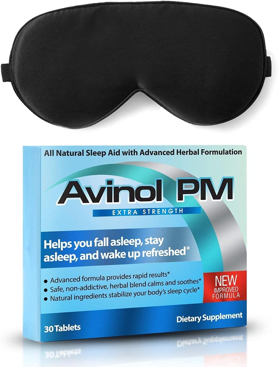 Extra Strength and Dream Elements Sleep Mask | All-in-One Natural Sleep Aid (30 ct) – 100% Pure Mulberry Silk Eye Mask (with Foam Ear Plugs & Anti Snoring Nose Clip) (2 Items)