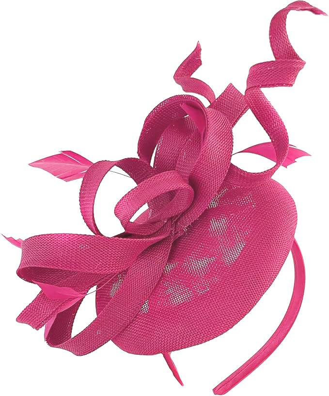 Chapeau bibi rose fuchsia serre-tête mariage et cocktail en sinamay