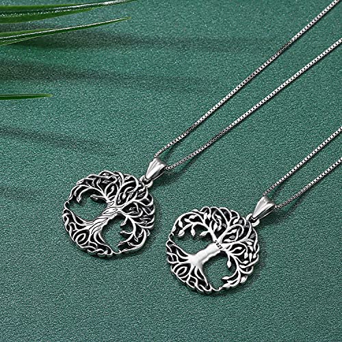 Aniu Tree Of Life Necklaces For Women S925 Sterling Silver Abalone Shell/Crystal/Moonstone Celtic Family Tree Pendant Mother's Day Gift For Mom Grandma Necklace For Wife Birthday Jewelry Gifts For Her (Tree-C) #TOP1