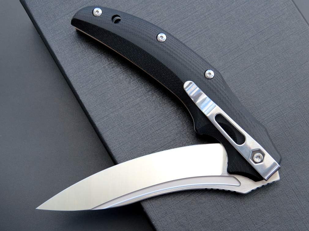 Eafengrow EF951 Folding Knife,D2 Blade and G10 Handle with Liner Lock Ball Bearing Pocket Knife EDC Tool for Outdoor Camping Survival(Black)
