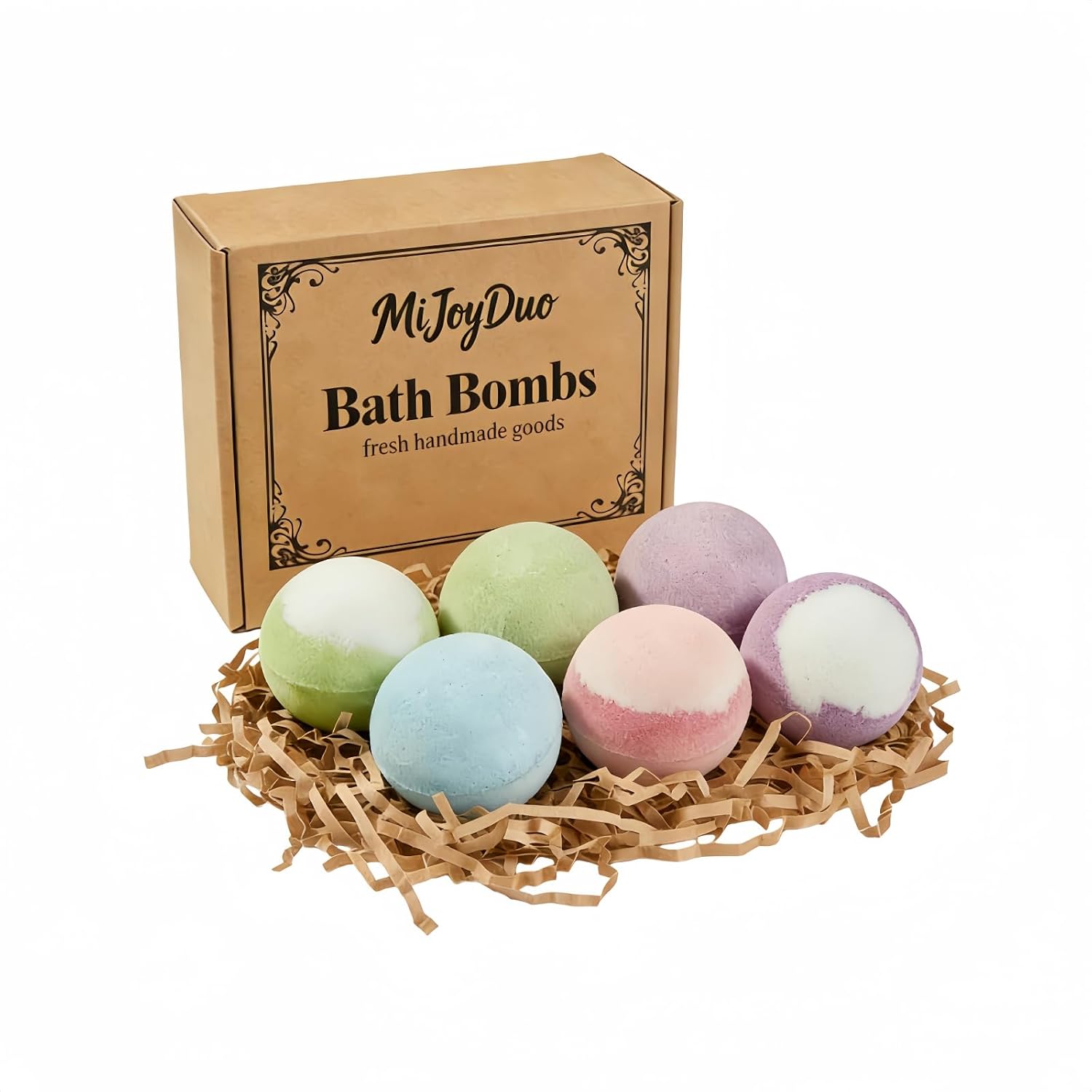 Bath Bombs 6 Pack, Handmade Bubble Bath Fizzies with Essential Oils, Shea Butter & Epsom Salt, SPA Relaxing Gift Set for Women Mom Wife Girlfriend, Moisturizing for Dry & Sensitive Skin