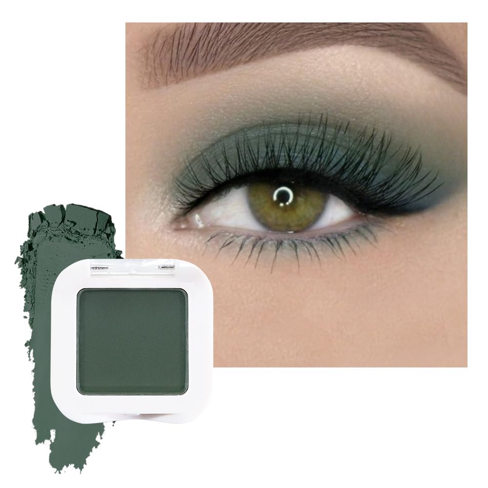 FeiCuiYun Matte Singe Eye Shadow Palette Makeup, Matte Forest Green Monochrome Eyeshadow For Old Women, Mini Singe Pressed Pigmented Waterproof