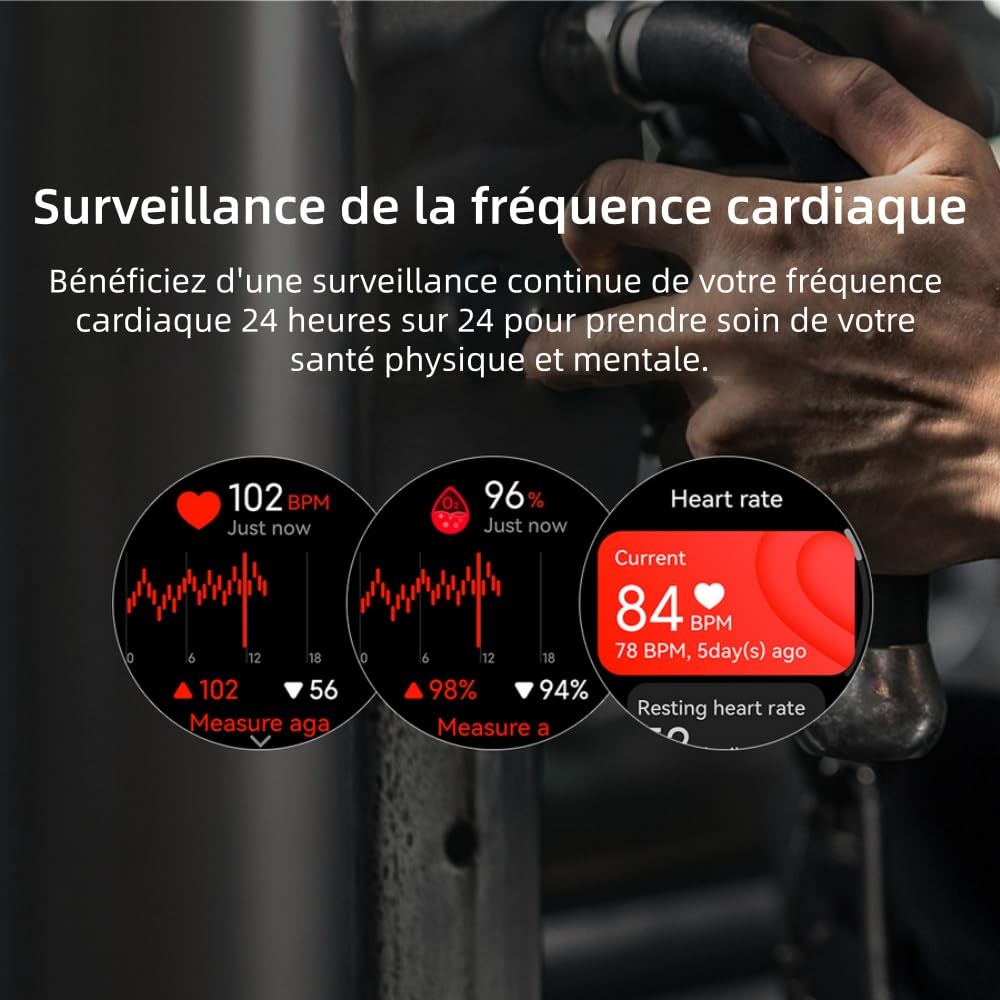 MEIION Mivrass GPS Sports Smartwatch Homme Femme 1.43" Écran Tacile - Appel Bluetooth, Cardiofréquence, Analyse Sommeil, 170+ Modes Sport, Sangle Silicone Souple et Résistante