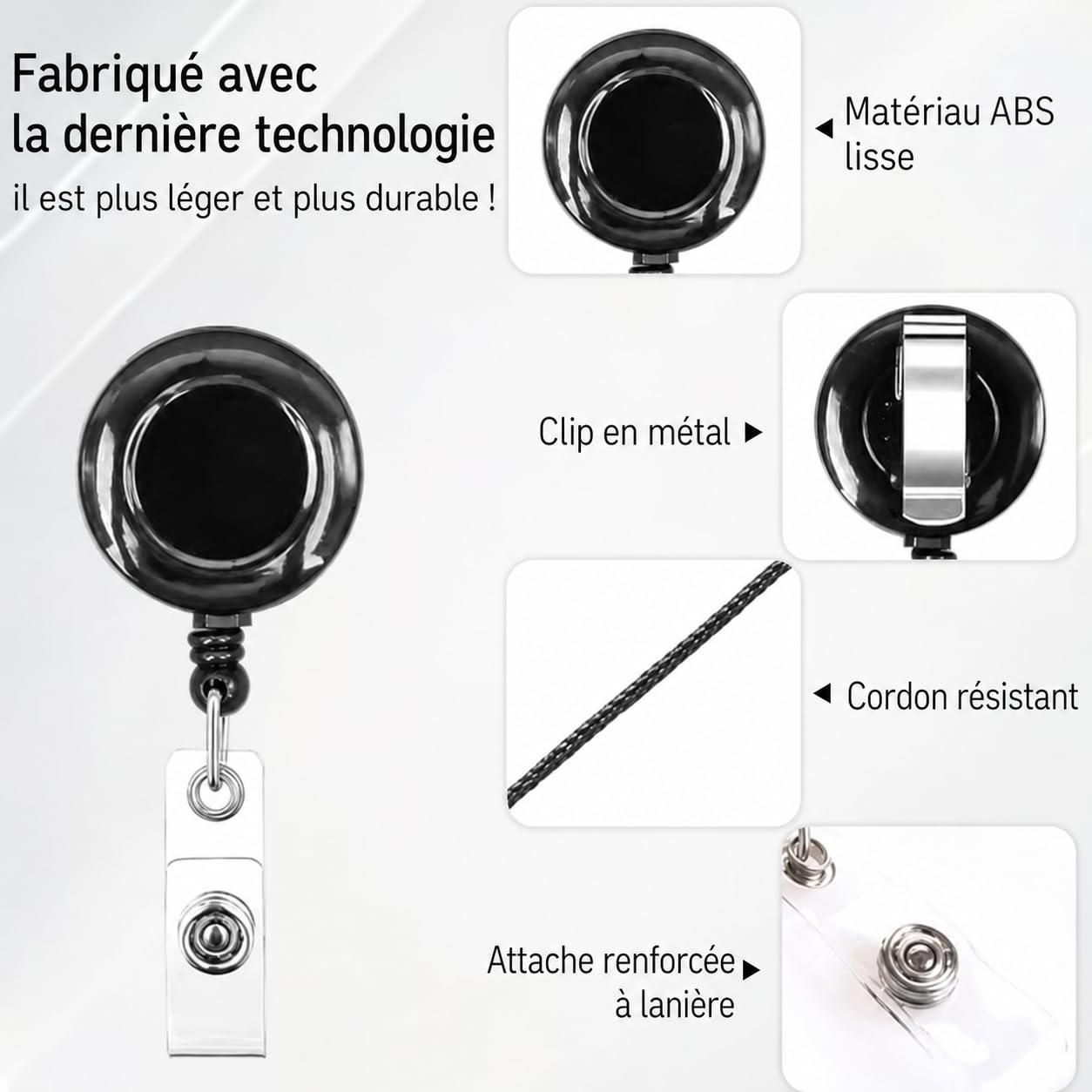 Set di 100 avvolgitori per badge retrattili, clip per badge resistenti con porta carte d'identità, cordino estensibile con clip per cintura e porta nome, trasparente per infermiere medico insegnante