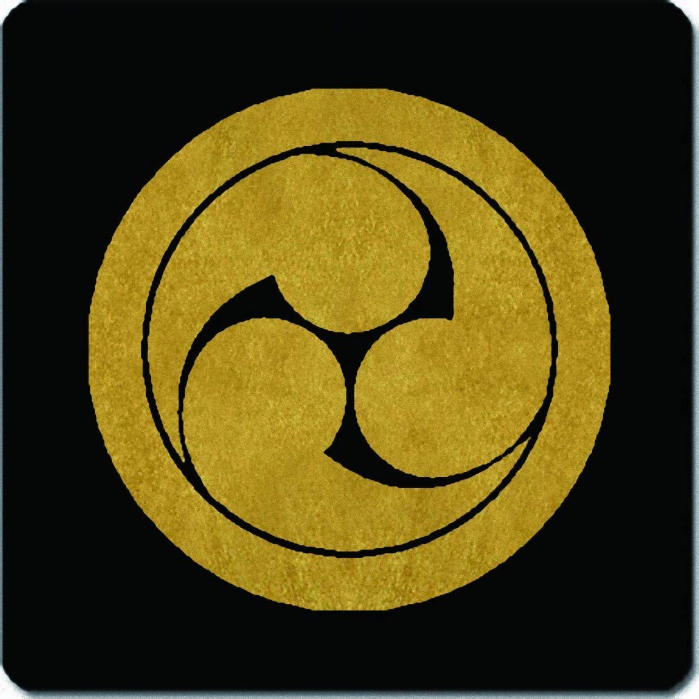 【 江戸時代の紋染型紙 】　左三つ巴紋　額入り　蔵出初 楽天市場】【家紋シール】 貼り付け家紋 「丸に左三つ巴