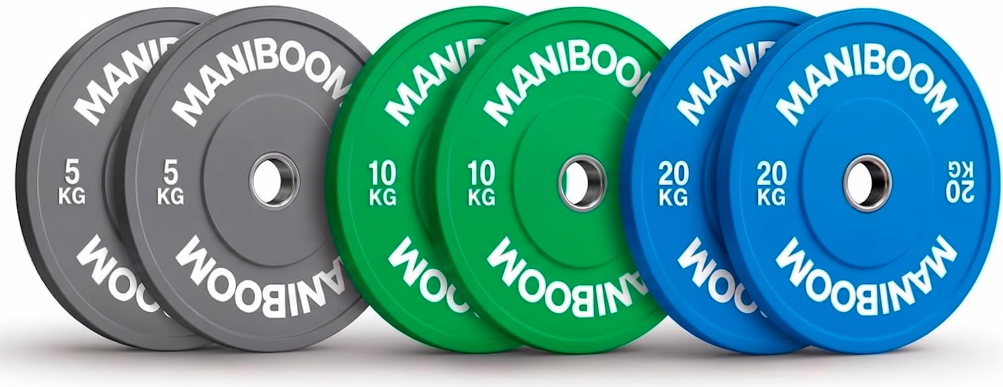Dischi olimpici Bumper da 5 kg, 10 kg, 20 kg, 25 kg, piastre in gomma ad alta densità (85 Shore A) per barra olimpica da 50 mm, attrezzatura per palestra a casa, cross training e sollevamento pesi