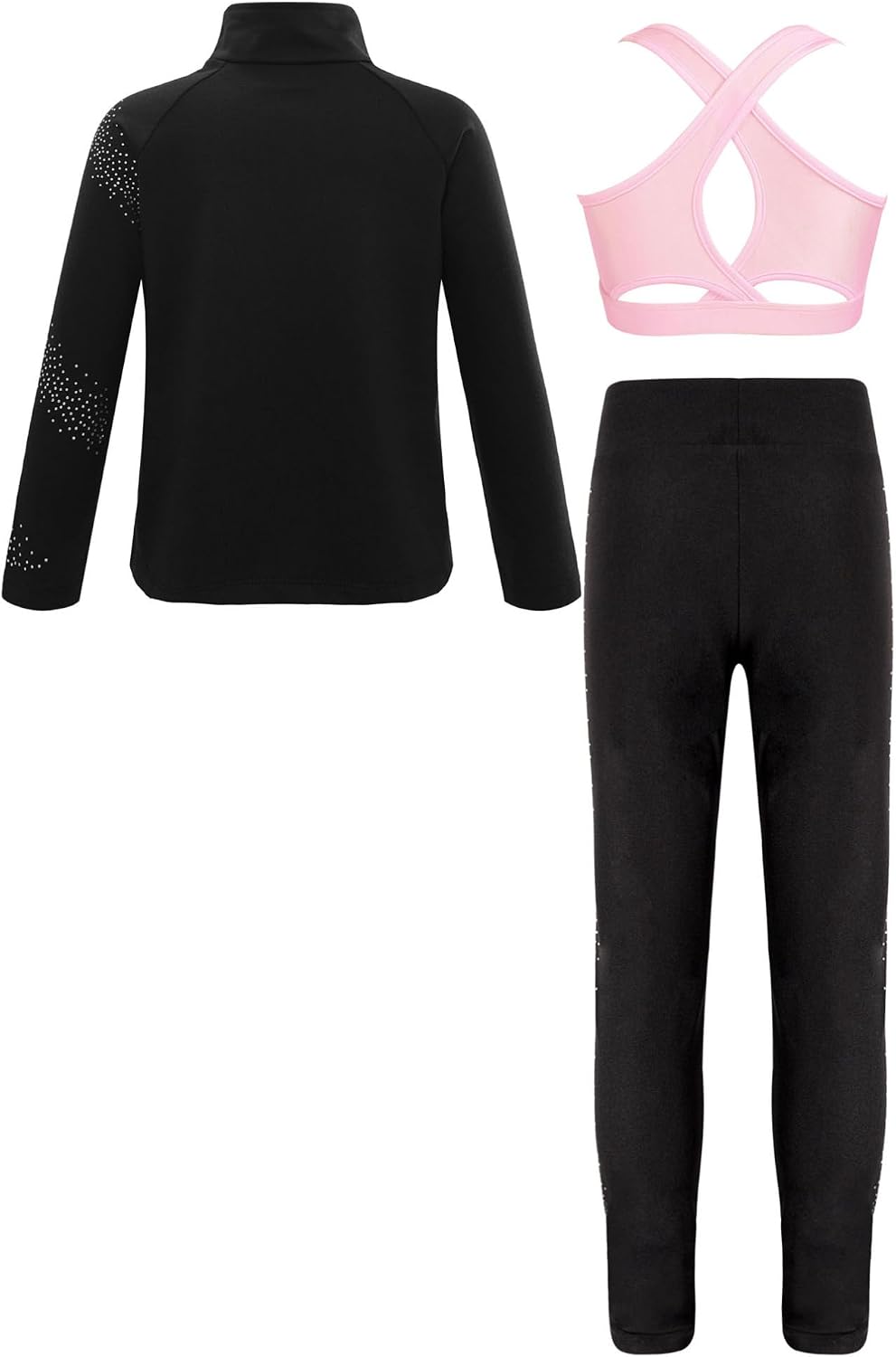 Jugaoge Kids Girls 3 Pieces Tracksuits Sport Tank Top Jackets with Leggings Active Workout Yoga Outfits Set