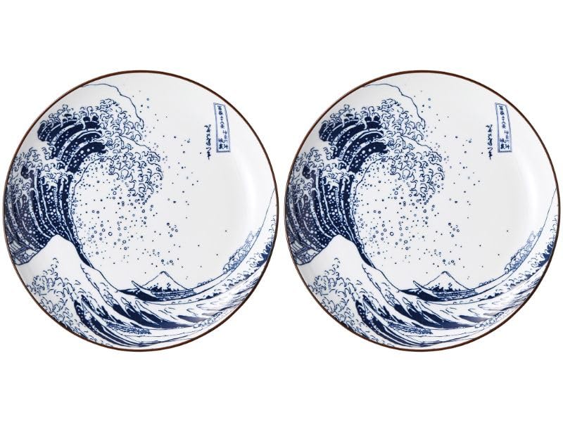 Amazon.com: 昭和製陶 Showa Ceramics Hokusai Fuji 7.0 Plates, Set
