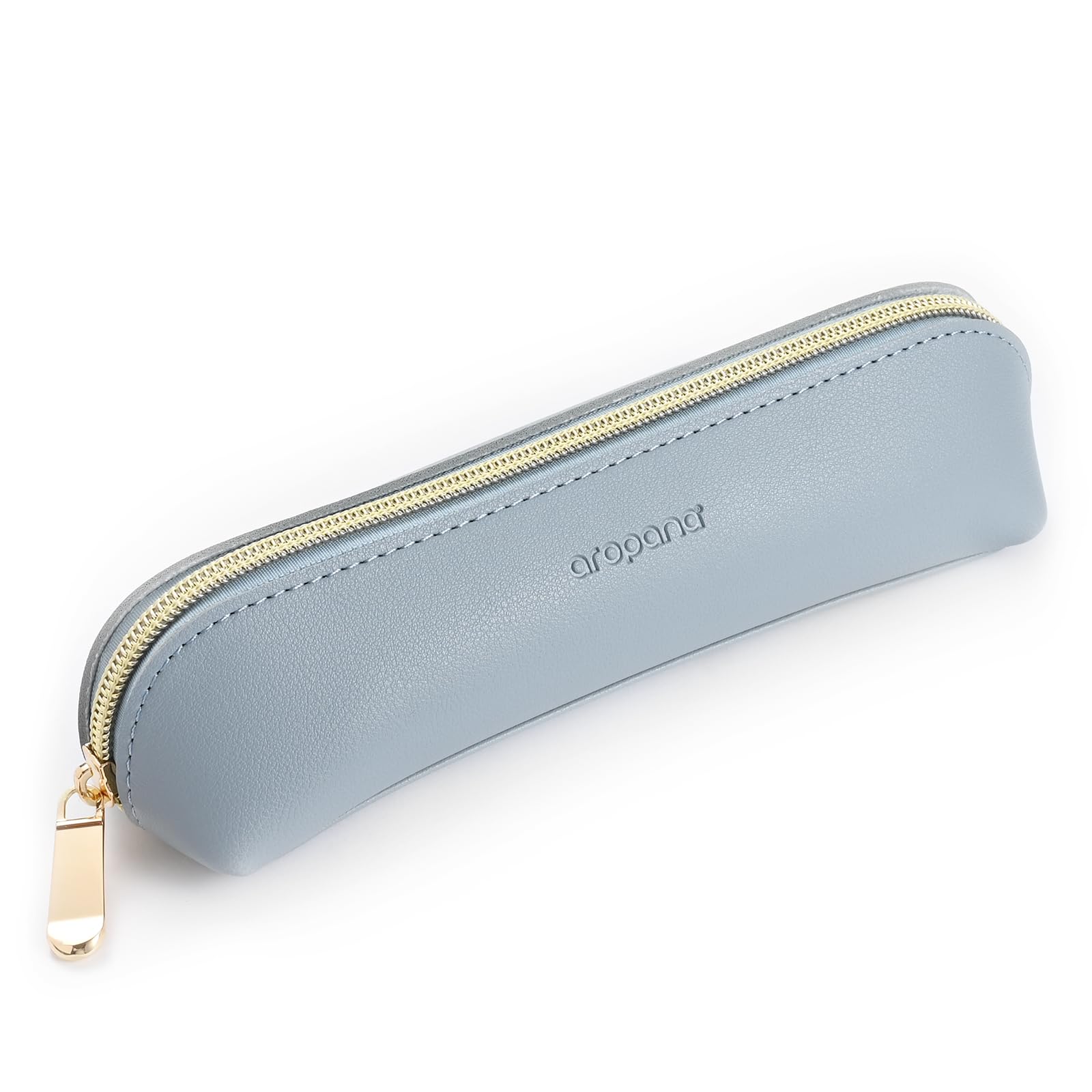 Vegan Leather Pencil Case & Organizer - Portable Premium Zipper Pouch for School, Office, and Travel - Multi-Use Organizer for Stationery|Cosmetic|Makeup Brushes-21cm x 5cm - Blue-image-25