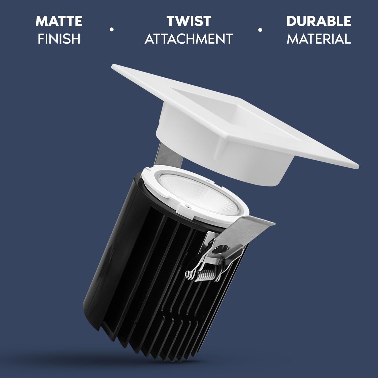 LUXRITE 4 Inch Recessed Light, Regressed Canless LED Spotlight, 5CCT 2700K-5000K, CRI90, 22W, 1700 Lumens High Output, 60º Wide Flood, Square White Trim, Dual Dimmable, IC & Wet Rated