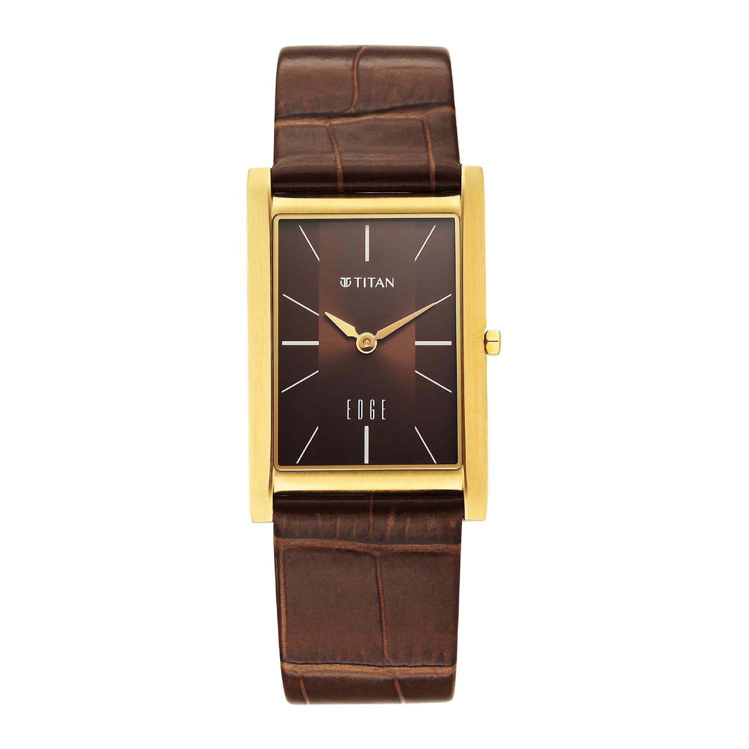 Titan Edge Monture Quartz Analog with Brown Dial Gold Leather Strap Watch for Men - 1043YL10-image-31