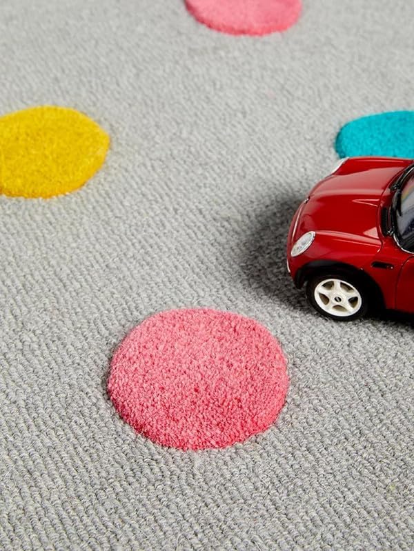 Kids Polka Dot Area Rug 9x12 ft | Soft Hand Tufted Colorful Carpet for Kids Room Playroom Nursery