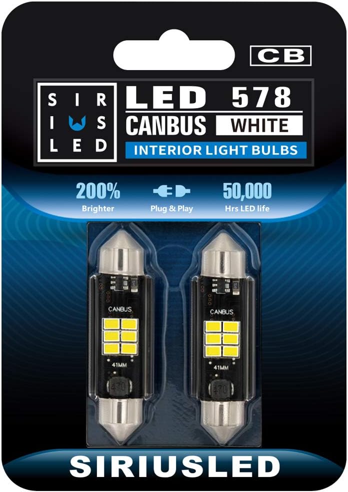 SIR IUS LED 578 light bulb festoon white Bright 400 Lumens 3020 Chipset Canbus Error Free bulb for Interior Car Truck License Plate Dome Trunk Courtesy 41MM 211-2 569 6000K