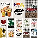 Doncida Seasonal Garden Flags Set of 10 Double Sided Burlap 12x18 Inch Welcome Easter Spring Holidays Garden Flag, Small Yard Flag for Outdoor Decorations