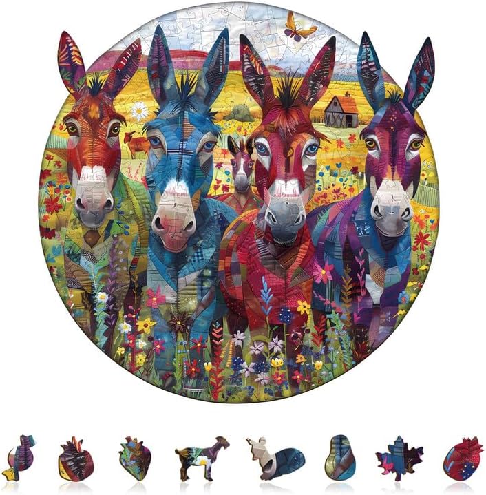 Jigfoxy Wooden Puzzles for Adults, Farm Fun Chronicle Wood Puzzles Adult, Unique Animal Shape Wooden Jigsaw Puzzles for Adults, Birthday Gifts for Puzzle Lovers, Family (M-10.6 * 9.1in-180pcs)