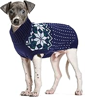 Vista 1 de FUAMEY - Suéter navideño para perros, suéter cálido clásico con diseño de copo de nieve para Año Nuevo, suéter de cuello alto de punto para clima