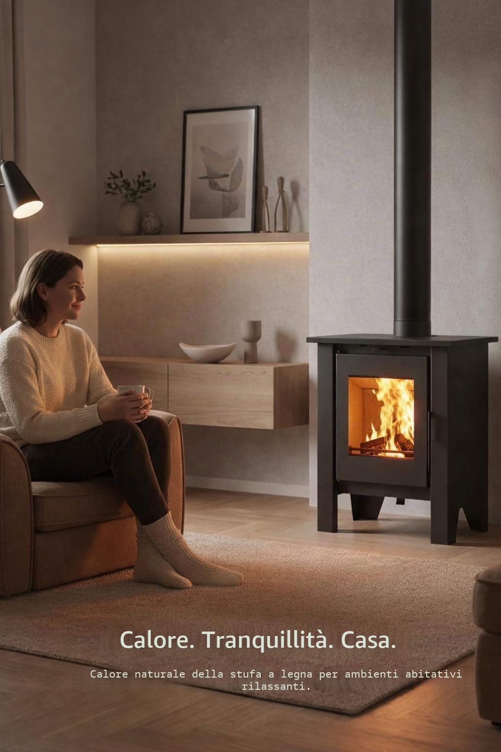 NEMAXX® H8 Stufa a Legna Ventilata Tipo Camino Nera 7,6 kW per 50–90 m² – Ventilatore Aria Calda Tangenziale 2 Livelli – Aria Primaria/Secondaria – Classe Energetica A 76% – Ø 150 mm