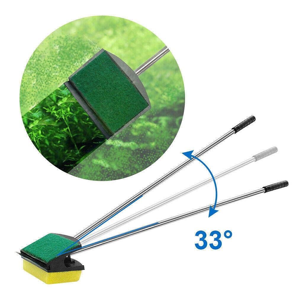 PetzLifeWorld Aquarium Fish Tank Double Sponge Long Steel Handle Cleaner 2