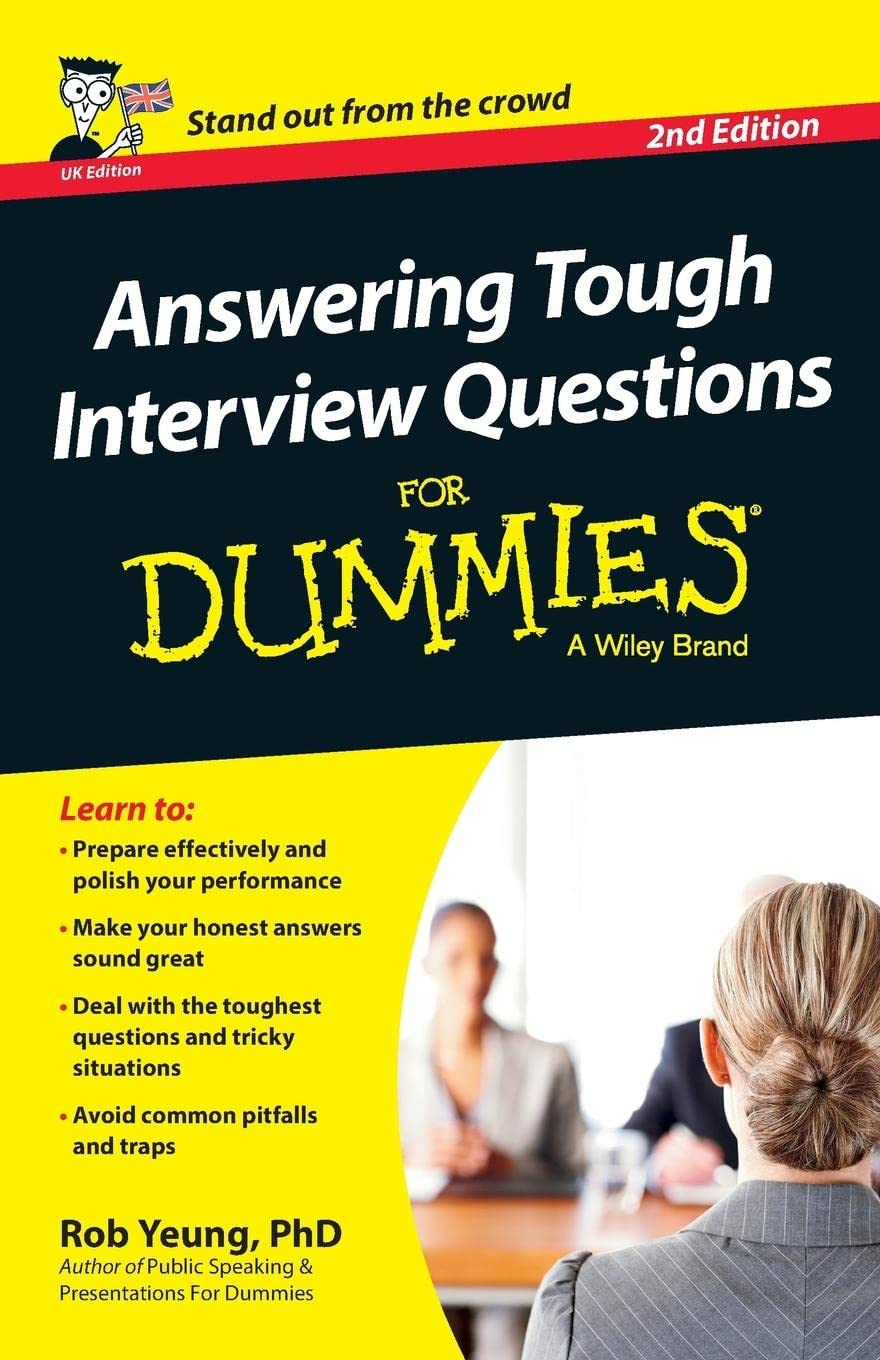 Answering Tough Interview Questions for Dummies  UK by Rob Yeung PAPERBACK