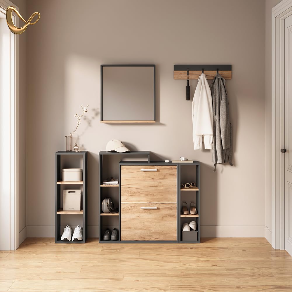 Livinity scaffale portaoggetti Ortello Antracite/Rovere dorato 30x90.5 cm