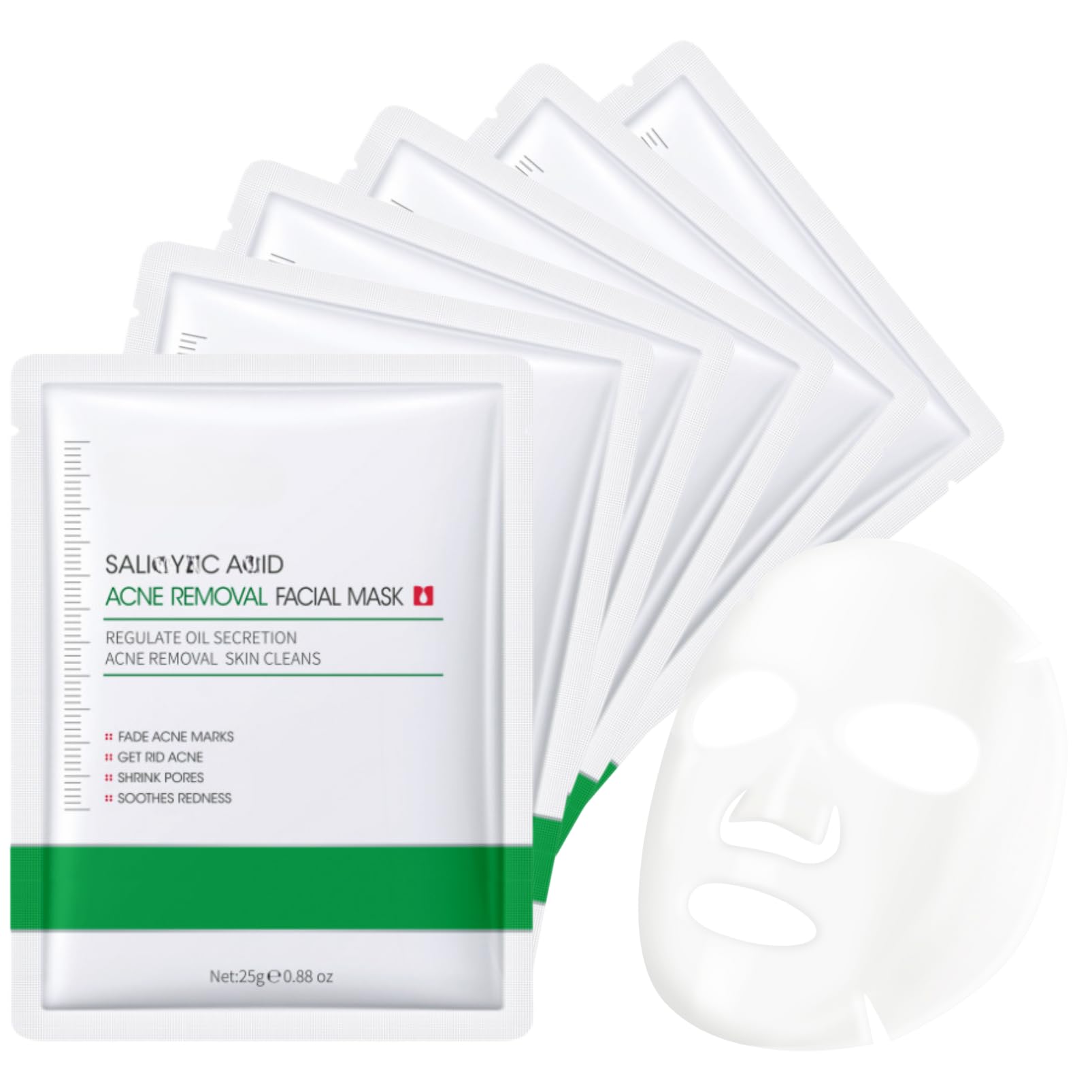 Salic-ylic A-cid Face Masks 6pcs, Blemishes Removal Face Mask Set, Moisturizing & Hydrating Sheet Mask