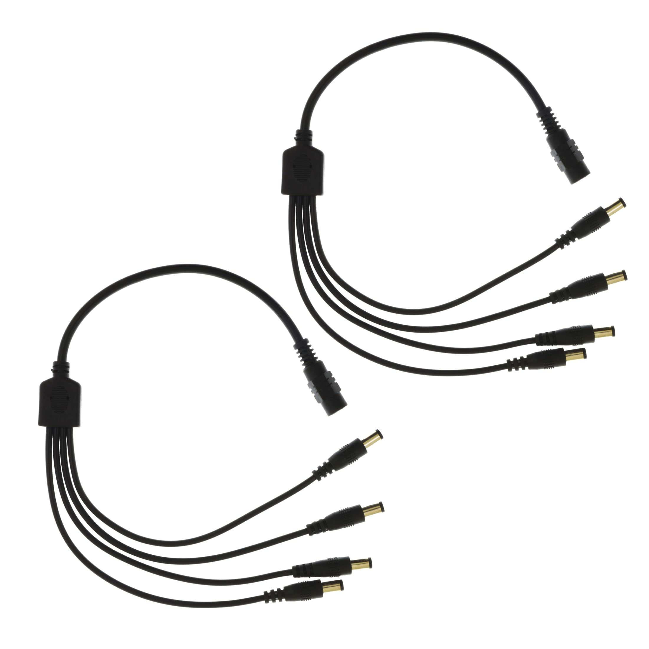 2-Pack Y-Splitter DC Power Cable 12V, 1 Female to 4 Male, 5.5mm x 2.1mm, Extension Cord for CCTV, LED Strips, Routers, 15.7inch
