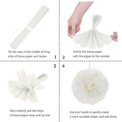 Miniatura 7 de Decoraciones de fiesta de color rojo, blanco y negro, 16 unidades, pompones de papel, bolas de panal, faroles, abanicos de pañuelos para temática de