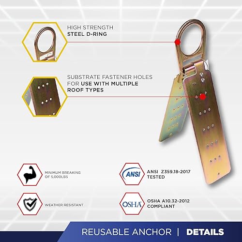 Miniatura 5 de Palmer Safety V5504 Kit de techado, arnés de construcción, conjunto de línea de vida vertical y bolsa de lona