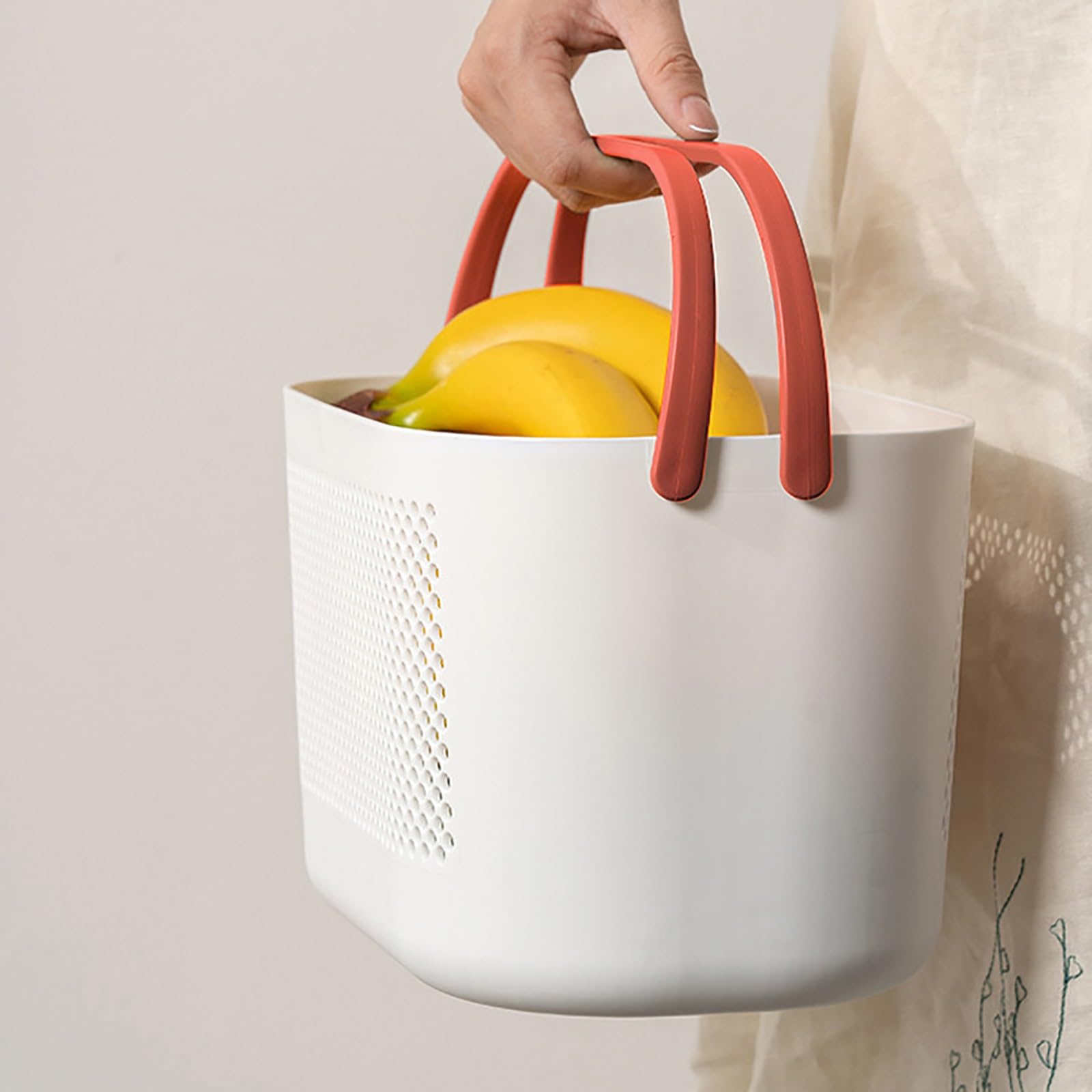 Cesta de ducha portátil con agujeros de drenaje y asas prácticas para almacenamiento en el baño