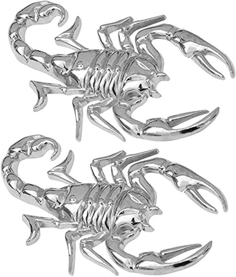 Wanheyao 2 Pack Scorpion Sticker Car Decals 3D Funny Cool Metal Home Decorative Car Body Decor Badge - Silver