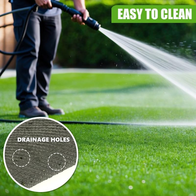 Artificial Grass Rug Outdoor Indoor Fake Grass Carpet Green Synthetic Grass Pet Turf Realistic Faux Grass Rug 3FT x 3FT (9 Square Feet) 1.77" for Garden Lawn Landscape Balcony Home Decor Patio