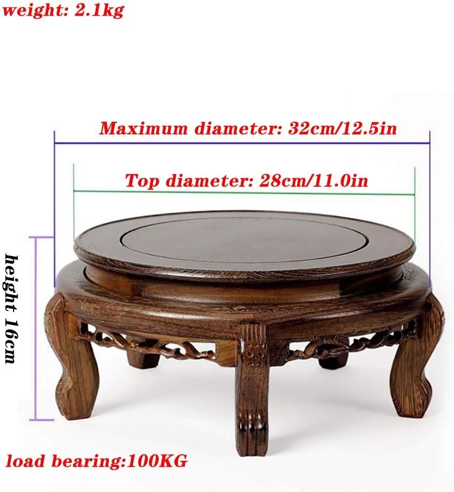 Planter Caddies Rolling Wooden Planter Caddy,Round Veneer Base for Vase Lamp Teapot Brown Wood Oriental Style Load Bearing:100-180Kg for Indoor Outdoor Home A,Brown-32CM
