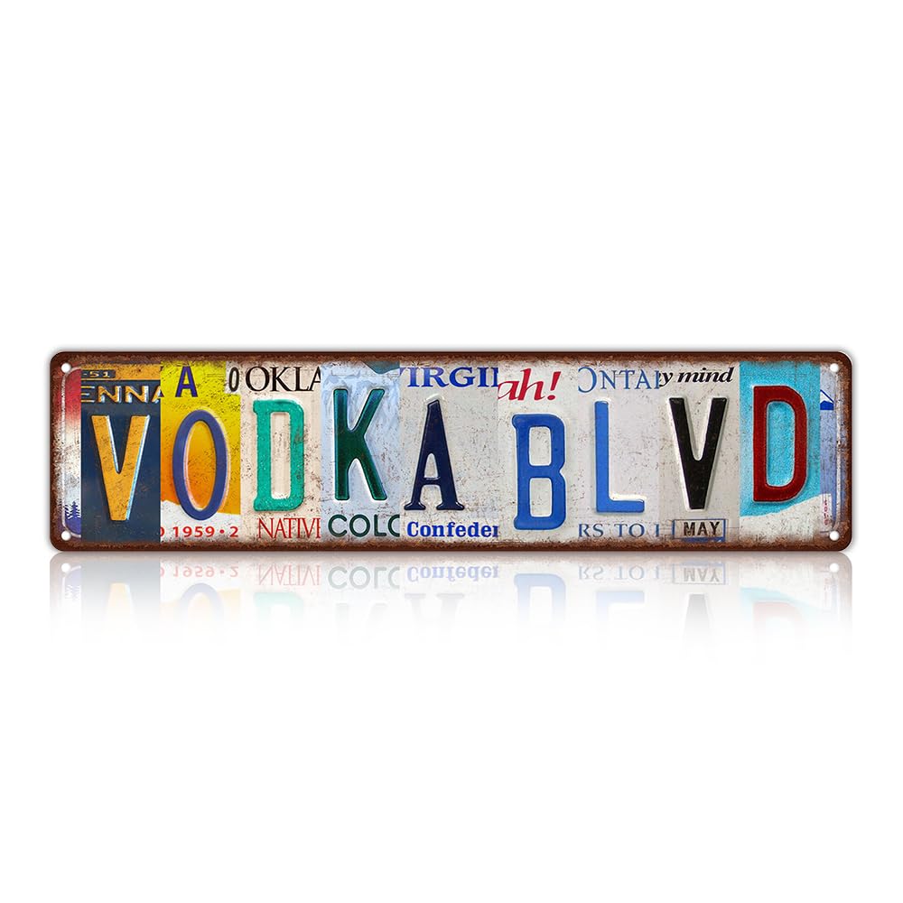 Vintage Vodka Blvd Wall Decor Street Signs Metal Tin Signs 4x16 Inch