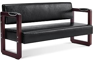 BarberPub Black Leather Bench