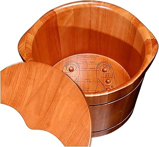 Spa dos Pés Barril de Madeira Bacia de Pé de Madeira para Casa Banheira de Pé de Carvalho 26cm Bacia de Pedicure Alta Ponto de Acupuntura para os Pés Balde de Massagem Barril de Lavagem de Pés de