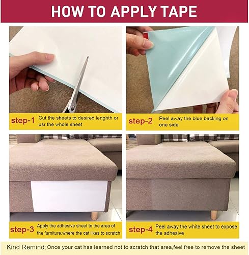Miniatura 6 de Rascador para gatos de interior – 12 x 17 pulgadas, 8 protectores de muebles, cinta ancha de doble cara disuasoria antiarañazos, almohadilla para