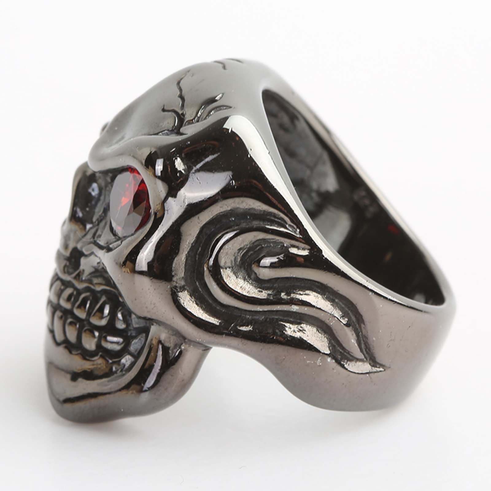 Beydodo Ring Silber 925 Herren, Ring Personalisiert Totenkopf mit Rot Zirkonia Freundschaftsring Silber Ring Männer Große 54-65