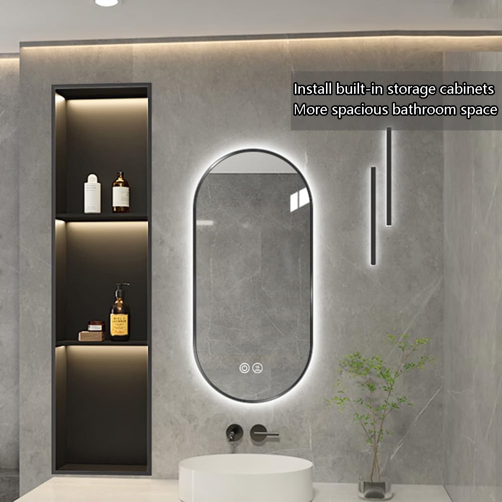 Mensola a T con illuminazione a LED in acciaio inox, impermeabile, per bagno, salvaspazio, soluzione perfetta per piccoli spazi