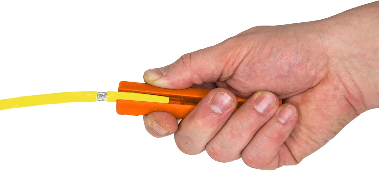 Klein Tools 110010 | Stripper for Data and Network Cables (Cat5, Cat6, Cat7, Twisted Pair) Diameter 4.5-10 mm | Ergonomic | No Cutting Depth Adjustment Required | Precise Blade Technology