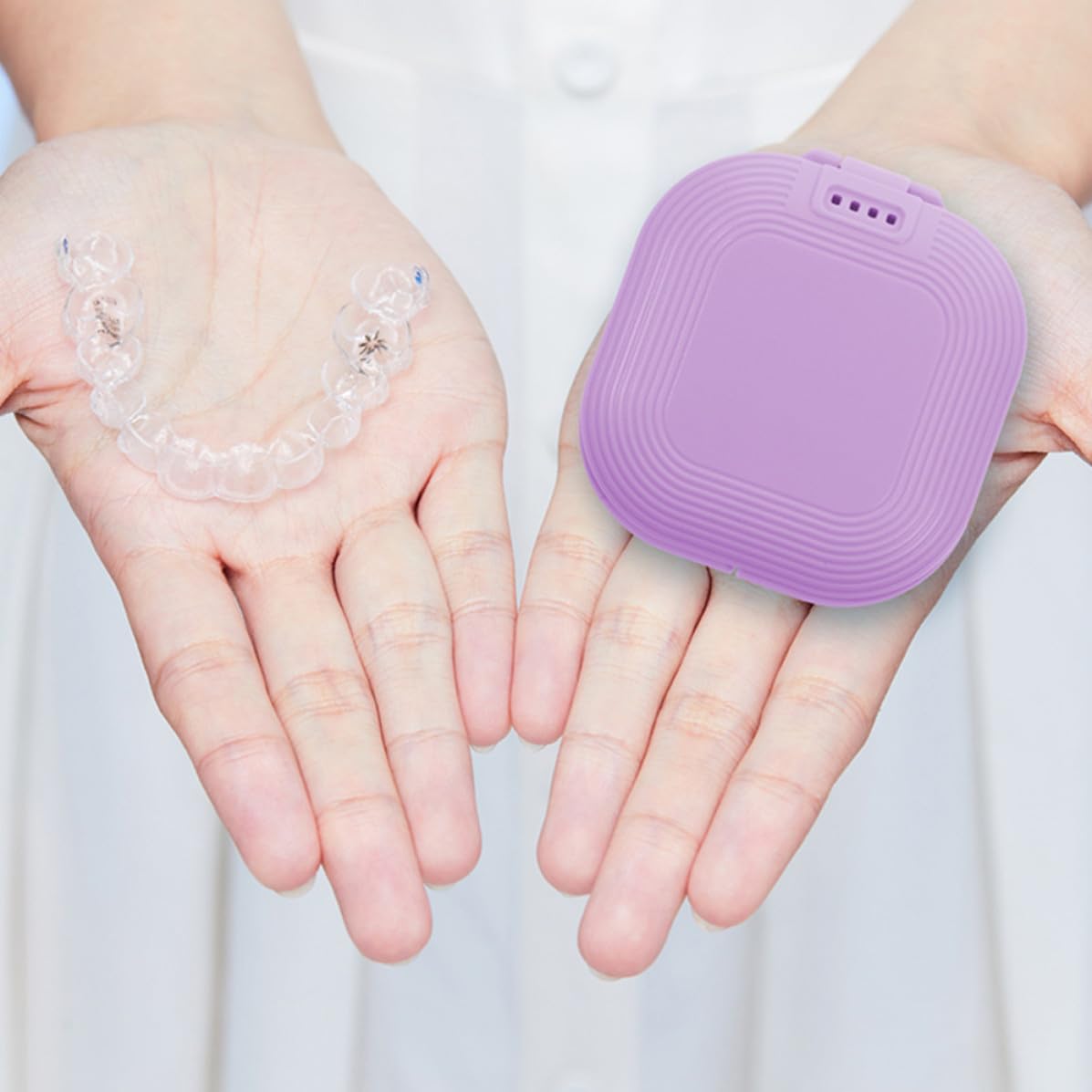 2pcs Portable Retainer Case with Mirror, Breathable ABS Storage Box